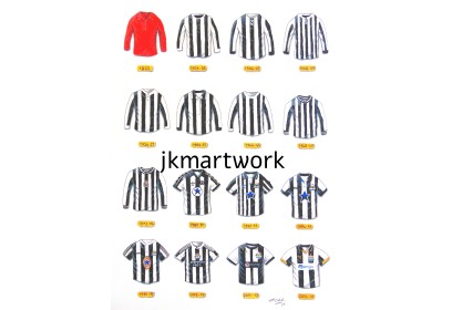 Newcastle United FC Retro Shirts Wall Art Print